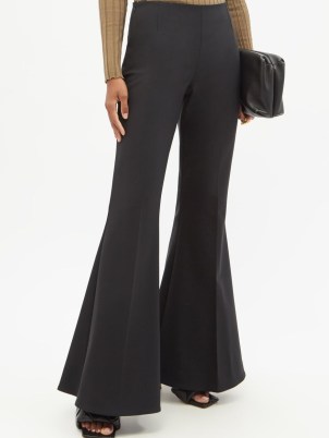 STELLA MCCARTNEY Mona high-rise wool-blend flared trousers in black ~ cool retro flares ~ womens vintage inspired fashion - flipped