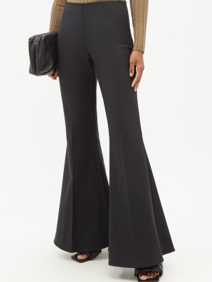 STELLA MCCARTNEY Mona high-rise wool-blend flared trousers in black ~ cool retro flares ~ womens vintage inspired fashion