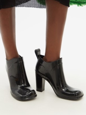 BOTTEGA VENETA Moulded-toe rubber ankle boots in black ~ glossy footwear ~ matchesfashion