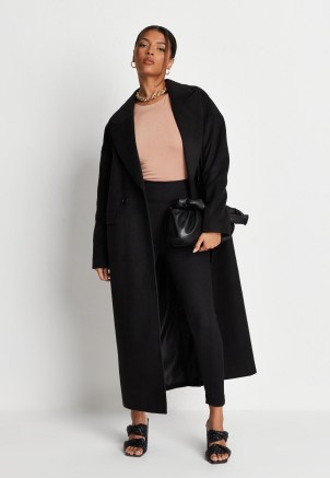 MISSGUIDED black oversized formal coat ~ on trend winter outerwear ~ relaxed fit drop shoulder winter coats - flipped