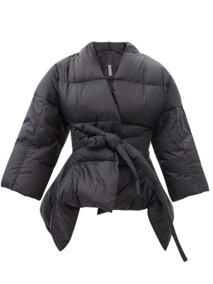 RICK OWENS Tommywing down wrap jacket – black kimono inspired puffer jackets - flipped