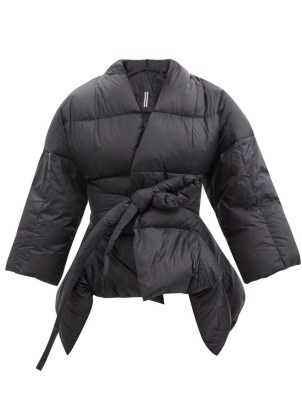RICK OWENS Tommywing down wrap jacket – black kimono inspired puffer jackets