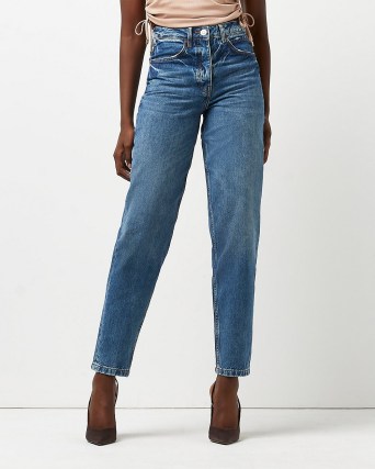 River Island Blue high waisted tapered jeans | womens denim fashion - flipped
