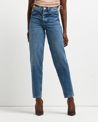 River Island Blue high waisted tapered jeans | womens denim fashion