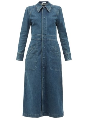 CHLOÉ Long-sleeved denim dress | blue vintage style shirt dresses - flipped