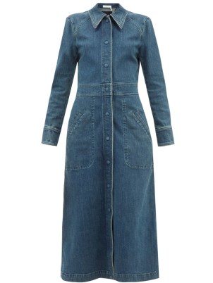 CHLOÉ Long-sleeved denim dress | blue vintage style shirt dresses