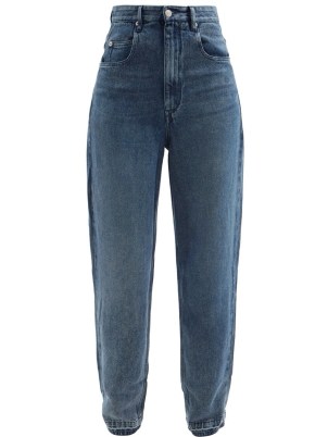 ISABEL MARANT ÉTOILE Ticosy tapered wide-leg jeans | womens acid wash 80s style denuim fashion | high rise waist