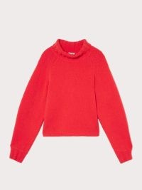 JIGSAW Boiled Wool Turtle Neck Jumper in Orange / women’s bright high neck relaxed fit jumpers / womens vibrant winter knitwear
