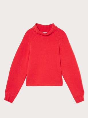 JIGSAW Boiled Wool Turtle Neck Jumper in Orange / women’s bright high neck relaxed fit jumpers / womens vibrant winter knitwear