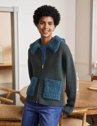 BODEN Borg Cropped Coatigan / casual textured faux shearling jackets