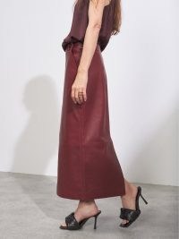 RAEY Burgundy leather pencil skirt ~ dark red longline skirts ~ luxe fashion