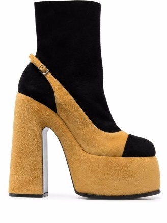 Casadei 170mm Roxy suede ankle boots | two-tone chunky platforms | retro footwear | 70s vintage style high block heels - flipped