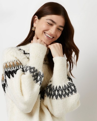 RIiver Island CREAM FAIRISLE KNITTED JUMPER | womens patterned jumpers