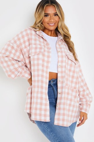 DANI DYER PINK CHECK SHACKET ~ celebrity inspired checked shackets ~ womens on-trend shirt jackets