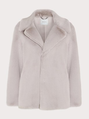 JIGSAW Faux Fur Boxy Short Coat / womens fluffy grey coats / women’s glamorous winter jackets - flipped