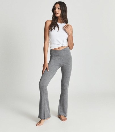 REISS FLO FLARED JERSEY TROUSERS GREY / chic loungewear flares / lounge pants - flipped