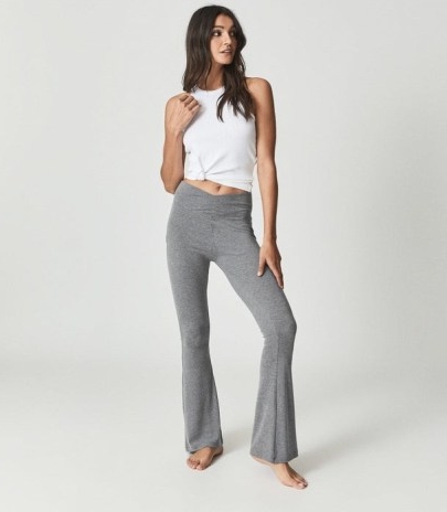 REISS FLO FLARED JERSEY TROUSERS GREY / chic loungewear flares / lounge pants