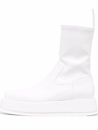GIA BORGHINI Rosie11 faux-leather ankle boots in optical-white ~ womens flatform boots ~ women’s pull on winter flatforms