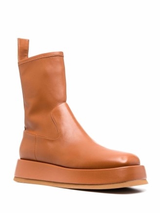 GIA BORGHINI Rosie leather ankle boots in tan brown ~ women’s casual autumn and winter on trend footwear - flipped