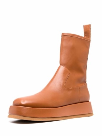 GIA BORGHINI Rosie leather ankle boots in tan brown ~ women’s casual autumn and winter on trend footwear