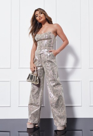 MISSGUIDED gold co ord snake print masculine trousers / womens on-trend menswear style fashion / glamorous animal prints - flipped