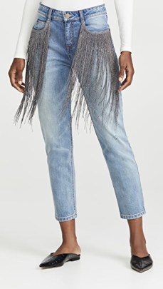 Hellessy Lance Jeans ~ metallic fringed denim jeans