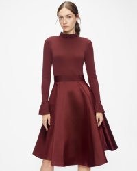Ted Baker ZADI Knitted Frill Full Skirt Dress in Deep Purple | fit and flare party dresses