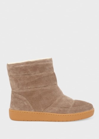 HOBBS LATIKA SUEDE ANKLE BOOT Deep Camel / cute and casual winter boots / womens brown faux shearling fur lined booties - flipped