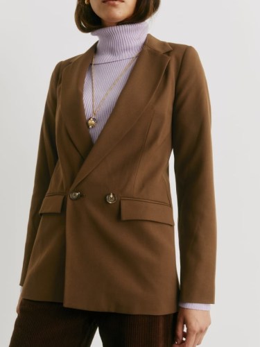 REFORMATION Lazer Blazer in Chocolate ~ womens brown blazers ~ women’s autumn jackets ~ sustainable fashion - flipped