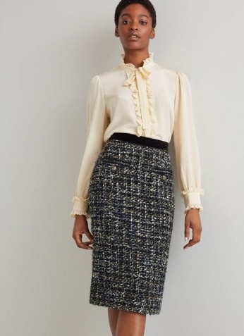 L.K. BENNETT LEENA BLACK LUREX TWEED SKIRT ~ metallic thread pencil skirts