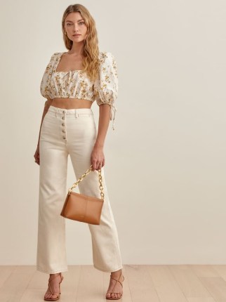 Reformation Lexi High Rise Wide Leg Jeans in Ivory | chic denim fashion - flipped