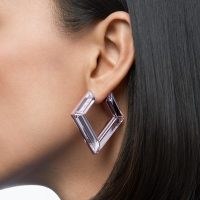SWAROVSKI Lucent hoop earrings Pink – luxe geometric crystal hoops