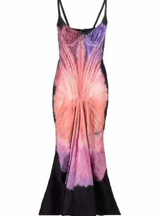 Marni abstract-print spaghetti-strap gown ~ strappy bust-cup style silk gowns ~ glamorous occasion dresses ~ womens evening event wear - flipped