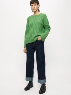 Jigsaw Merino Cashmere Cable Jumper in Green