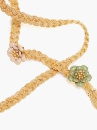BEGUM KHAN Carnation crystal & 24kt gold-plated belt / woven floral embellished belts