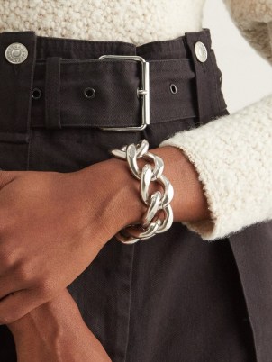 ISABEL MARANT Chunky chain-link silver-tone metal bracelet – designer statement bracelets - flipped