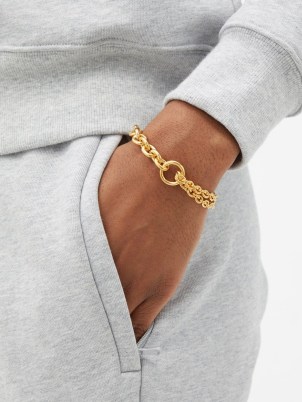 ALL BLUES Double recycled gold-vermeil bracelet – womens stylish chunky chain bracelets – chic jewellery