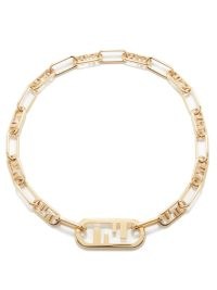 FENDI FF-link choker necklace ~ statement chain linked chokers ~ designer jewellery ~ logo necklaces
