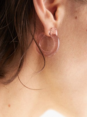ANNIKA INEZ Glassy pink glass & 14kt gold earrings / clear luxe style hoops - flipped
