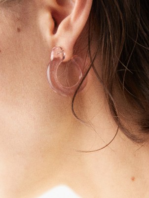 ANNIKA INEZ Glassy pink glass & 14kt gold earrings / clear luxe style hoops