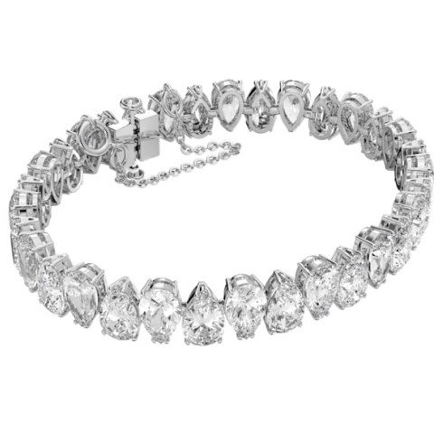 SWAROVSKI Millenia bracelet Pear cut Swarovski Zirconia, White, rhodium-plated – luxe style crystal bracelets – clear crystals - flipped