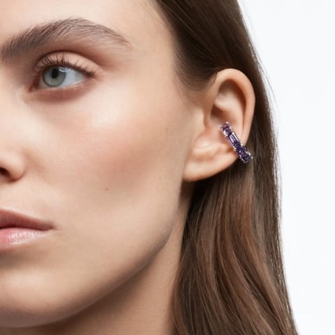 Millenia ear cuff Octagon cut Swarovski Zirconia, Purple, rhodium-plated setting – coloured crystal ear cuffs – lavender hue crystals