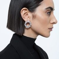 SWAROVSKI Millenia hoop earrings Octagon cut crystals in white rhodium plated – octagon-cut crystal hoops – luxe fashion jewellery