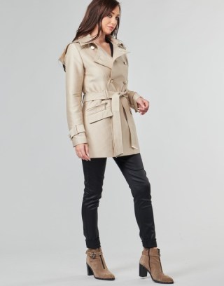 MORGAN GIZA Trench Coat in Beige ~ womens stylish belted coats ~ spartoo outerwear - flipped