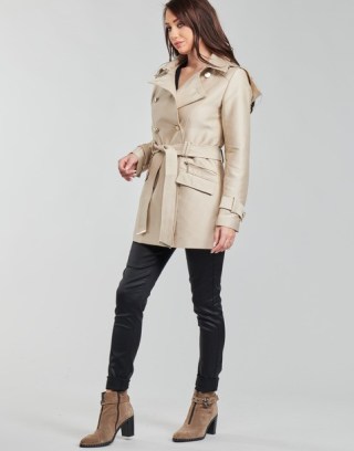 MORGAN GIZA Trench Coat in Beige ~ womens stylish belted coats ~ spartoo outerwear