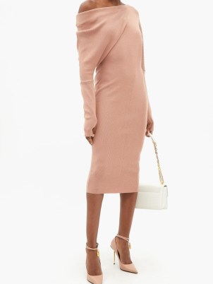 TOM FORD Asymmetric off-the-shoulder cashmere-blend dress ~ chic knitted dresses ~ wowmens designer knitweart fashion