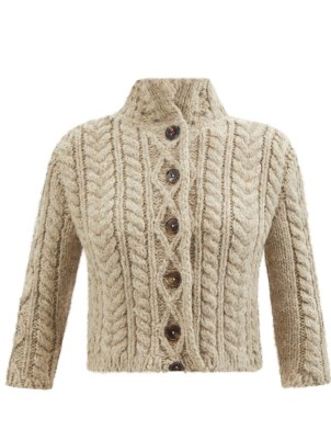 MAISON MARGIELA Cropped cable-knit cardigan | chic chunky high neck crop hem cardigans