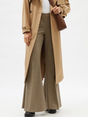 STELLA MCCARTNEY Mona houndstooth-check wool flared-leg trousers | womens chic retro flares - flipped
