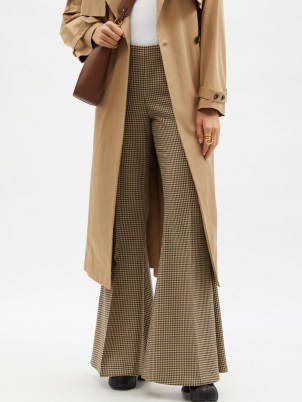 STELLA MCCARTNEY Mona houndstooth-check wool flared-leg trousers | womens chic retro flares