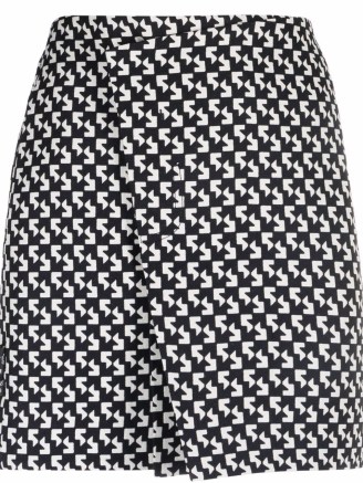 Off-White abstract-print wrap skirt black / white | monochrome printed skirts - flipped